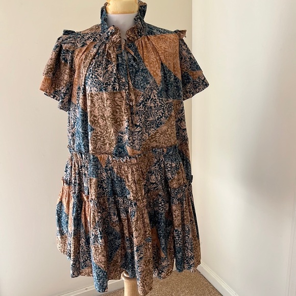 NWOT! HUNTER BELL Merritt prairie patchwork ruffled dress. - Picture 1 of 15